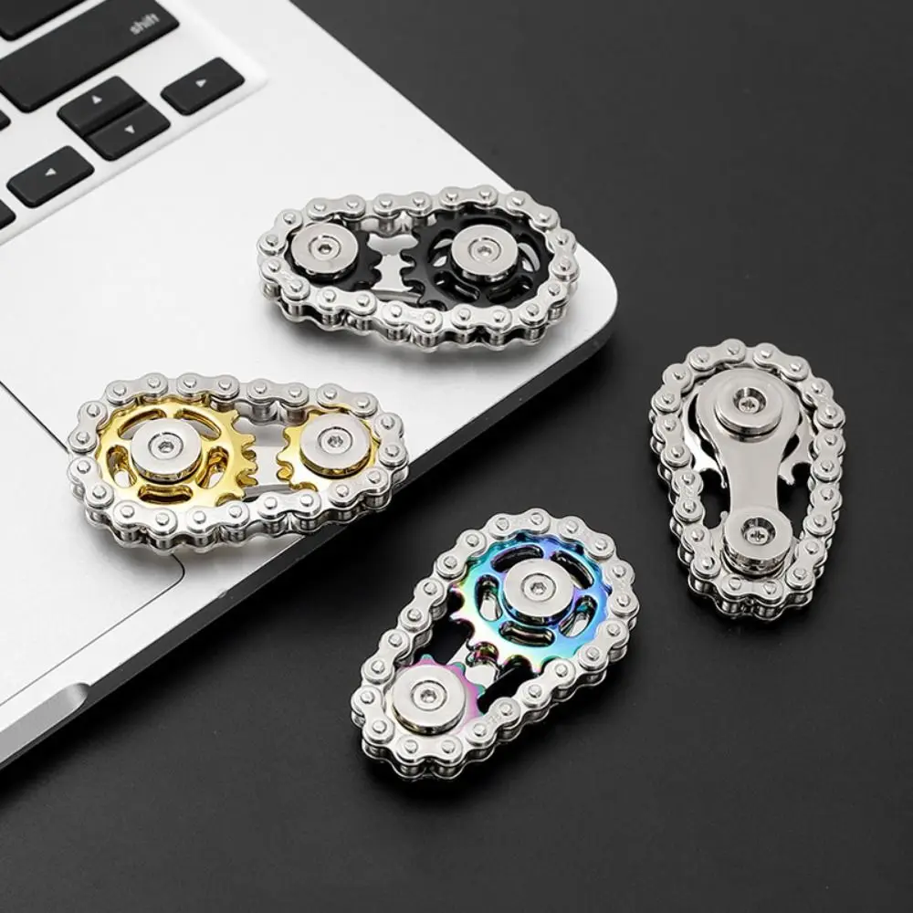 Chaînes engrenage Fidget Spinner Gyroscope pignon du bout des doigts main Spinner chaîne engrenage toupie roue en métal chaîne d'engrenage Gyroscope