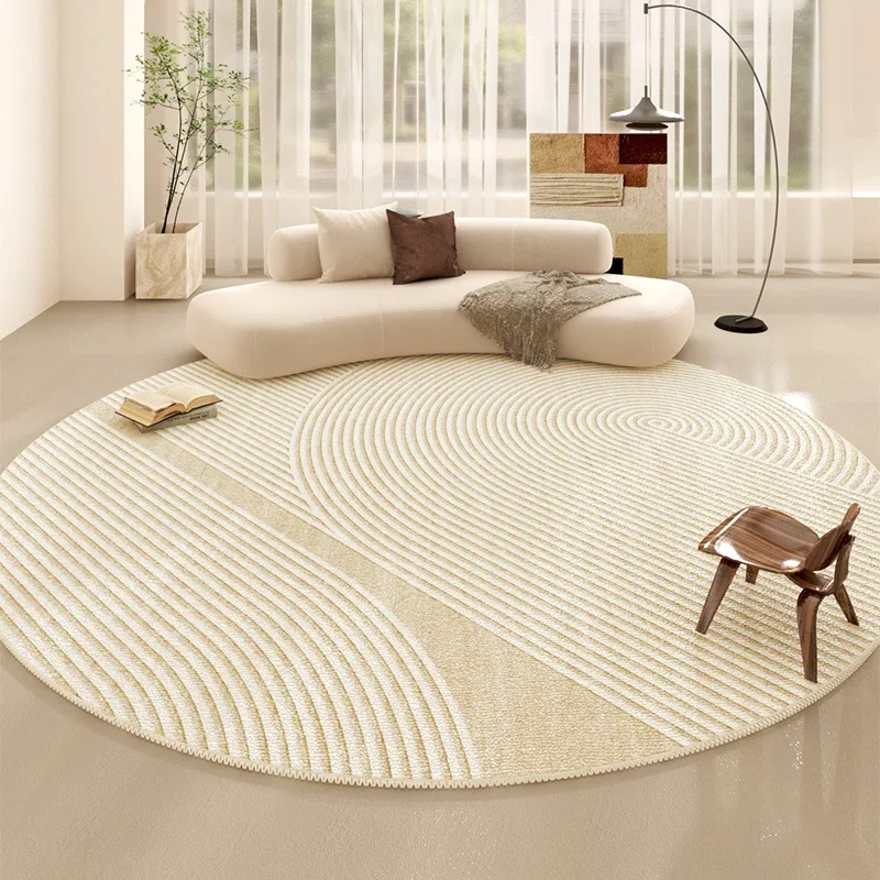 Beige Round Large Size Carpet Cream Style Bedroom Carpets Minimalist Lines Home Dedicated Rug Stripe Design Luxury Rugs Alfombra