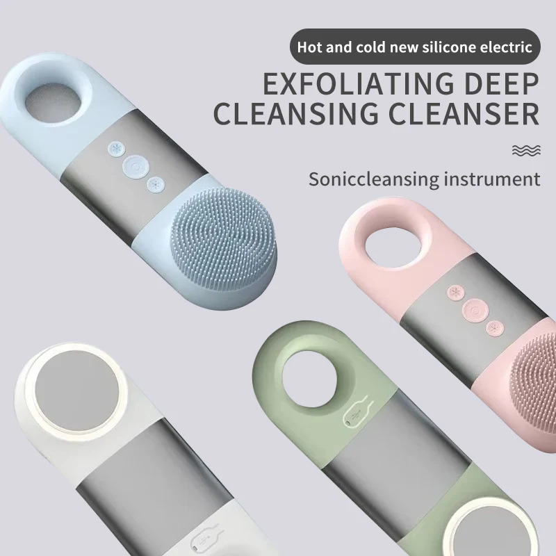 

2025 New Silicone Electric Facial Cleansing Massager - 2 - in - 1 Makeup Remover, Cold & Hot Compress Function, Ideal for Skin C