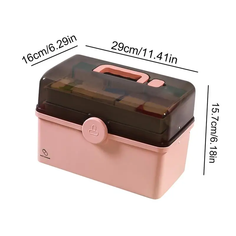 3 Layers First Aid Kit Large Capacity Medicine Storage Organizer Box Retractable Fold Family Pillbox Plastic Emergency Container