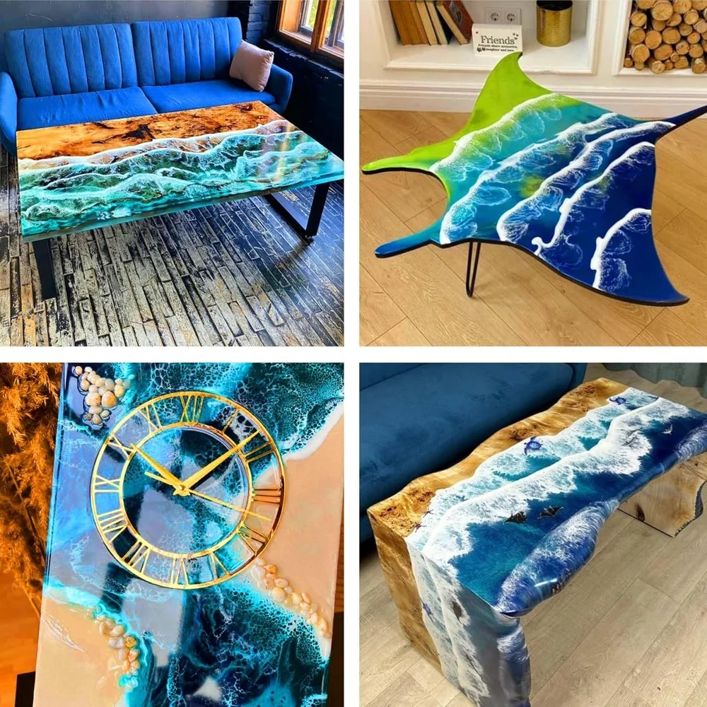 مجموعة راتنجات الايبوكسي العميقة 1.5 جالون كريستال واضح لا فقاعة التسوية الذاتية صلابة عالية طاولات النهر الحرف الوقايات المجوهرات