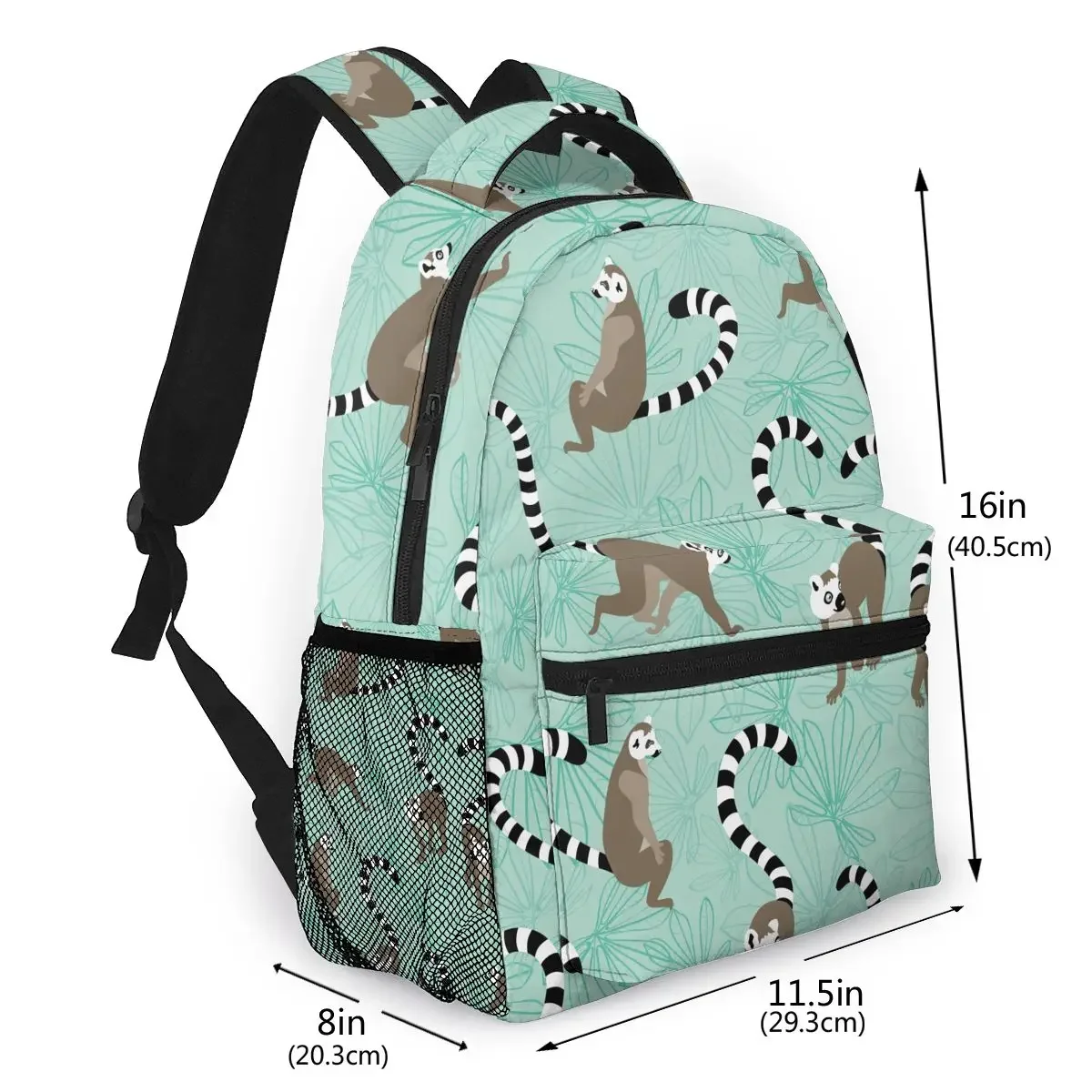 Mochila Katta-Lemur com Folhas Maniok para Mulheres, Mochila Escolar de Grande Capacidade para Adolescentes, Mochila de Viagem