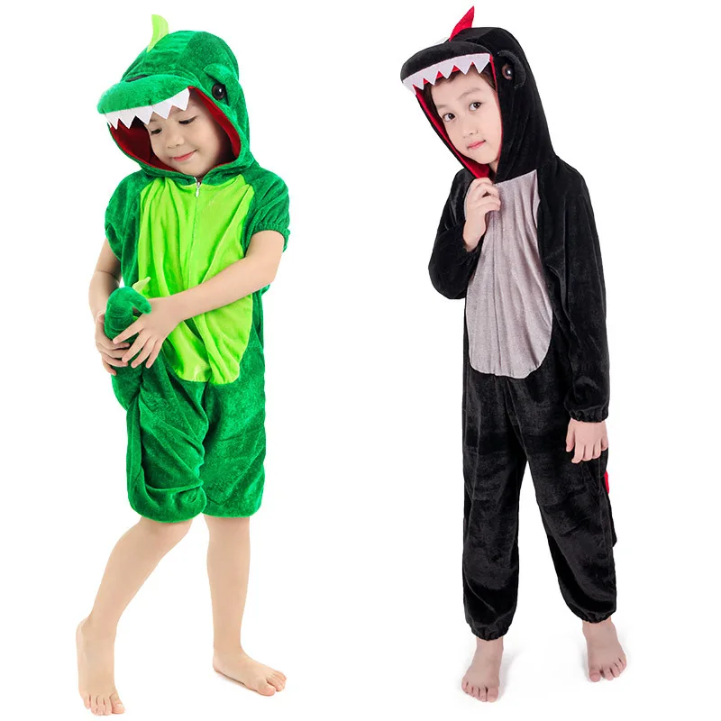 Cute Kids Animal Dinosaur  Costume Cosplay Boys Child Green Black Kindergarten School Party Student Game Role Play Suit