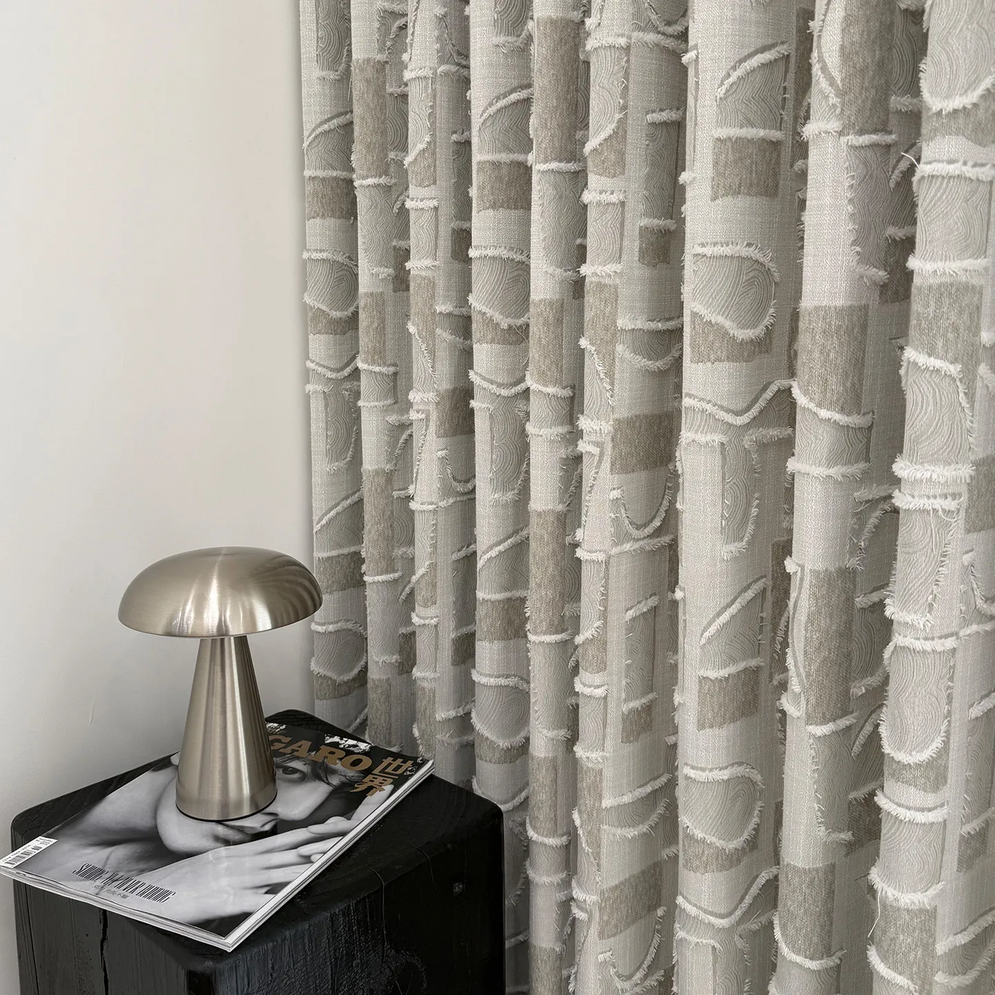 Premium Matte Cut Flower Three-dimensional Gray Blackout Curtains for Living Room Bedroom Partition Curtains Customized Finished