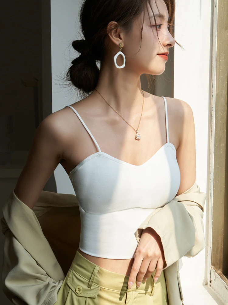 Camisole Women Backless Sexy Slim Casual Simple Pure All-match Sporty Korean Style New Cropped Retro Basic Summer Ladies Classic