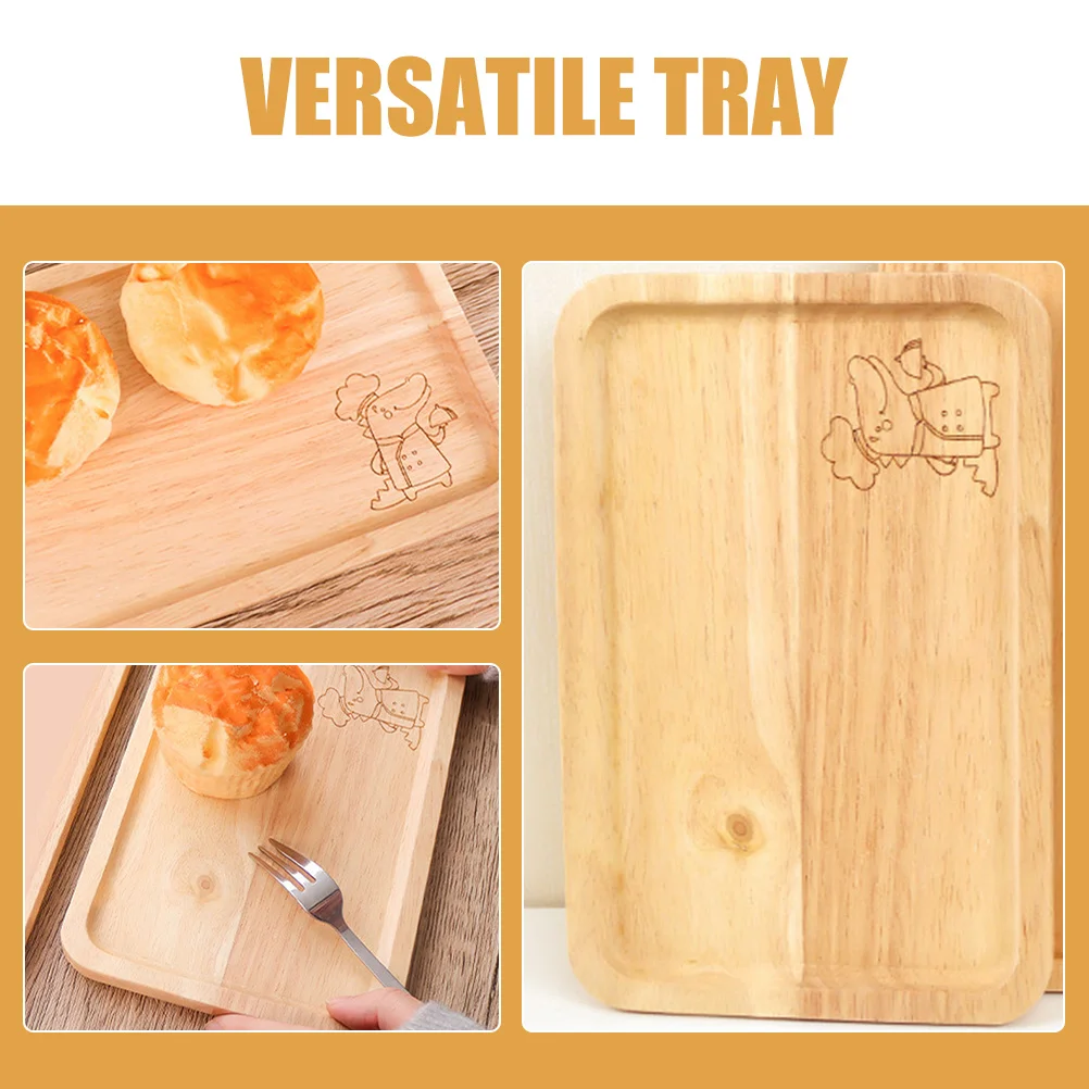 

Wooden Tray Elegant Look Multiuse Tableware Bread Cake Dessert Salad Plate Coffee Table Tea Serving Tray