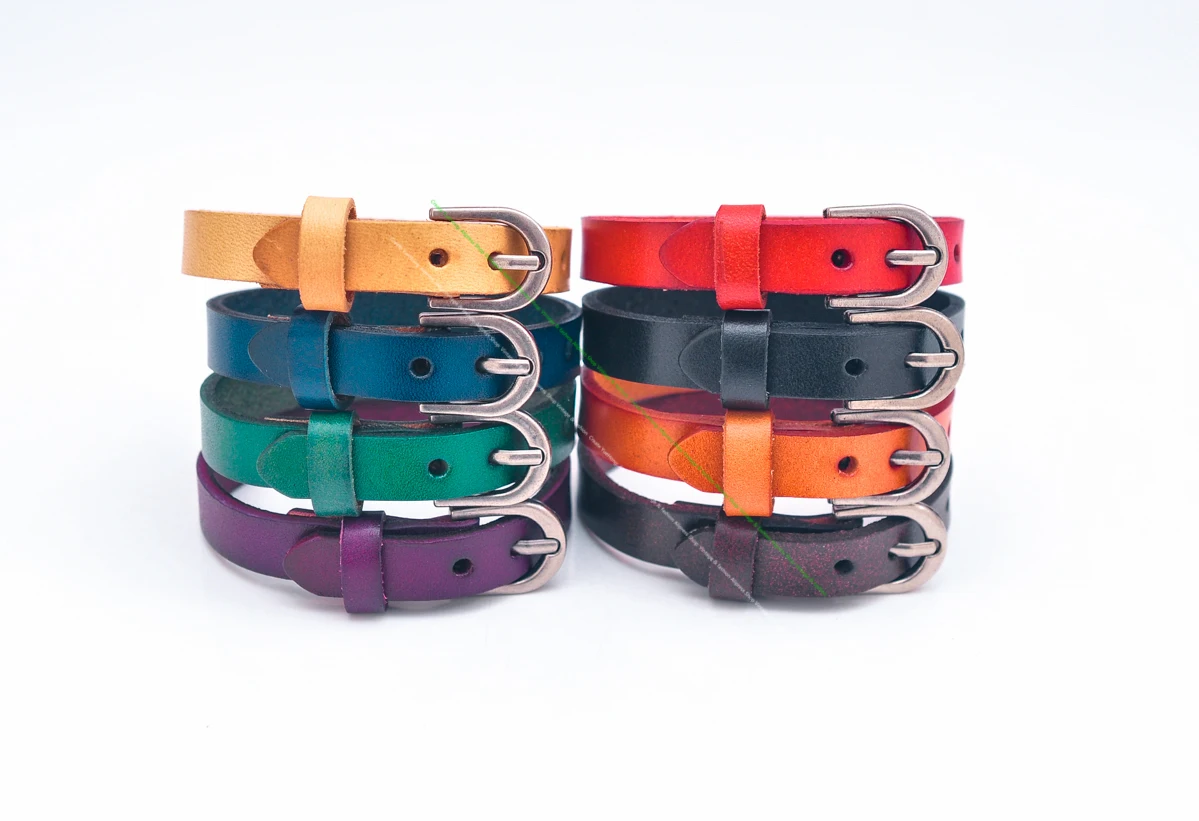 #G458 Wholesale Lot 8pcs Simply Cool Single Wrap Slim 1.1CM Band Genuine Leather Bracelet Buckle Cuff Adjustable Leather Project