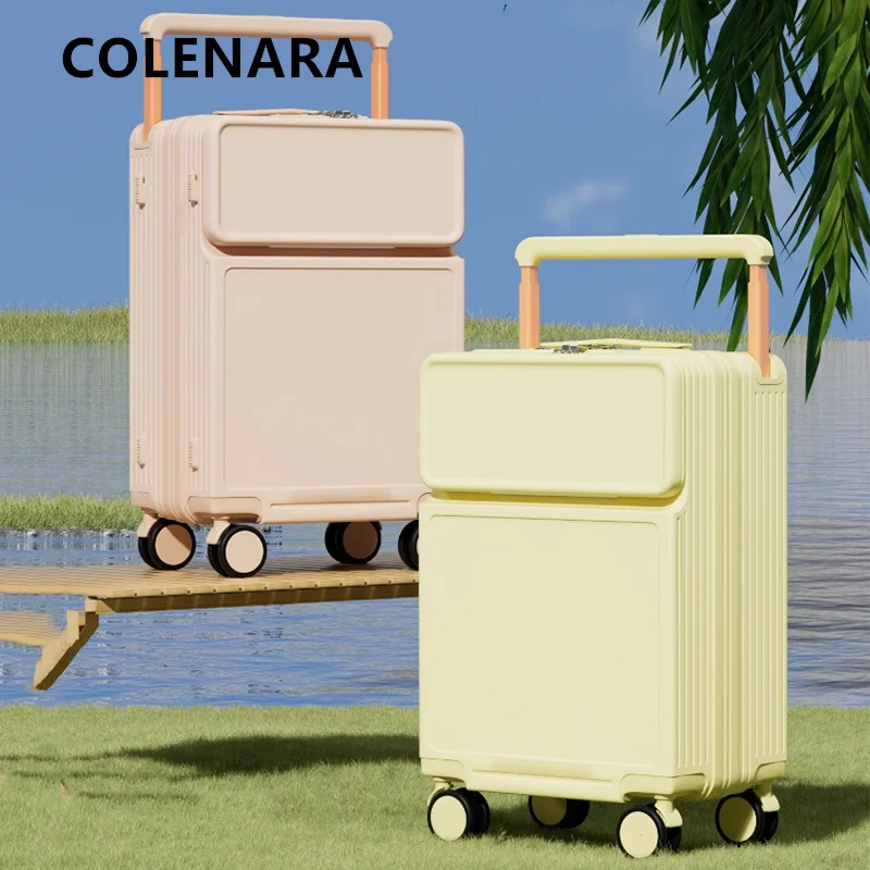 COLENARA Laptop Suitcase Front Opening Boarding Case USB Charging Multifunctional Trolley Case 20