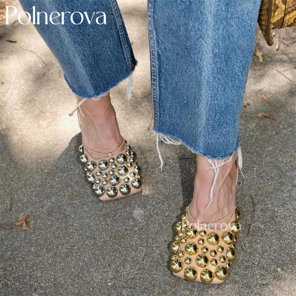 Sandales à Talons Hauts Perlés en Métal localité et Argenté, Lanière de Rincage, Stiletto Fermé, Carré, Parker, à la Mode, Nouveauté, Styliste, Été