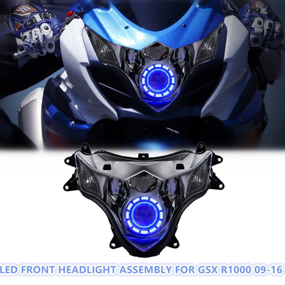 1X Motorcycle LED Front Headlamp Assembly For Suzuki GSXR1000 GSX R1000 2009-2016 LED Headlight Custom Modified DRL Projector