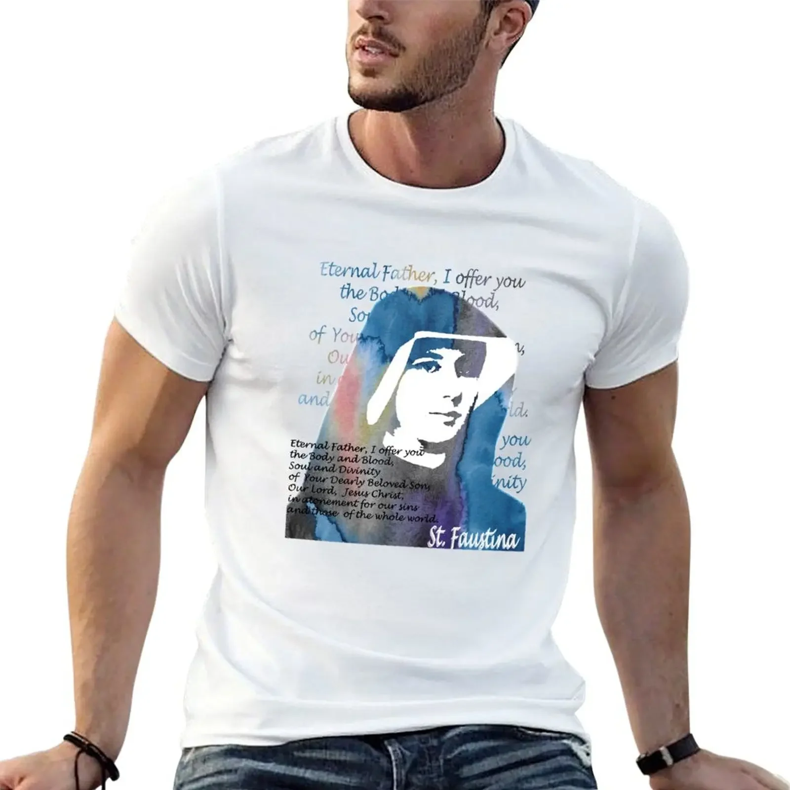 Saint Faustina Kowalska 1 T-shirt Aesthetic clothing vintage summer tops heavyweight t shirts for men