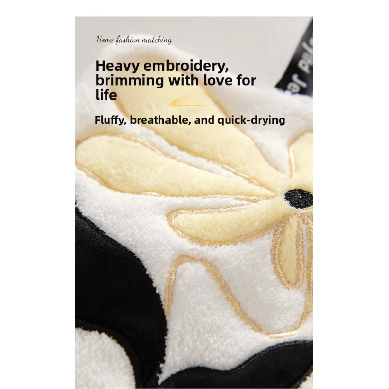 Hangable Non-Shedding Super Absorbent Kitchen Supplies Embroidered Square Towel Hand Towel