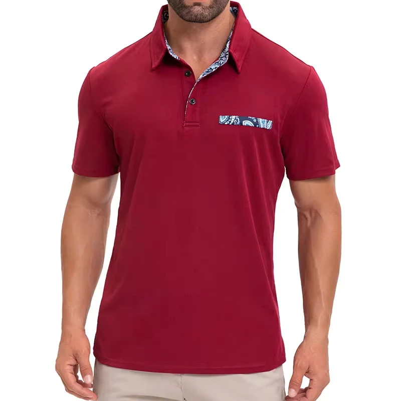 2025 American European New Fashion Summer Men's Casual Trendy Short Sleeve Turn-down Collar Loose T-shirts Male Polo Shirts Tops