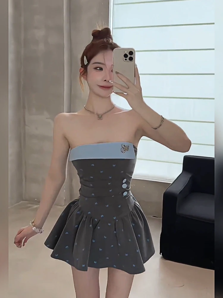 

XZY Sweet Spicy Girl Print Strapl Puffy Summer Dr Women's plus Size Casual Sle Bal A-Line Skirt ort Dr