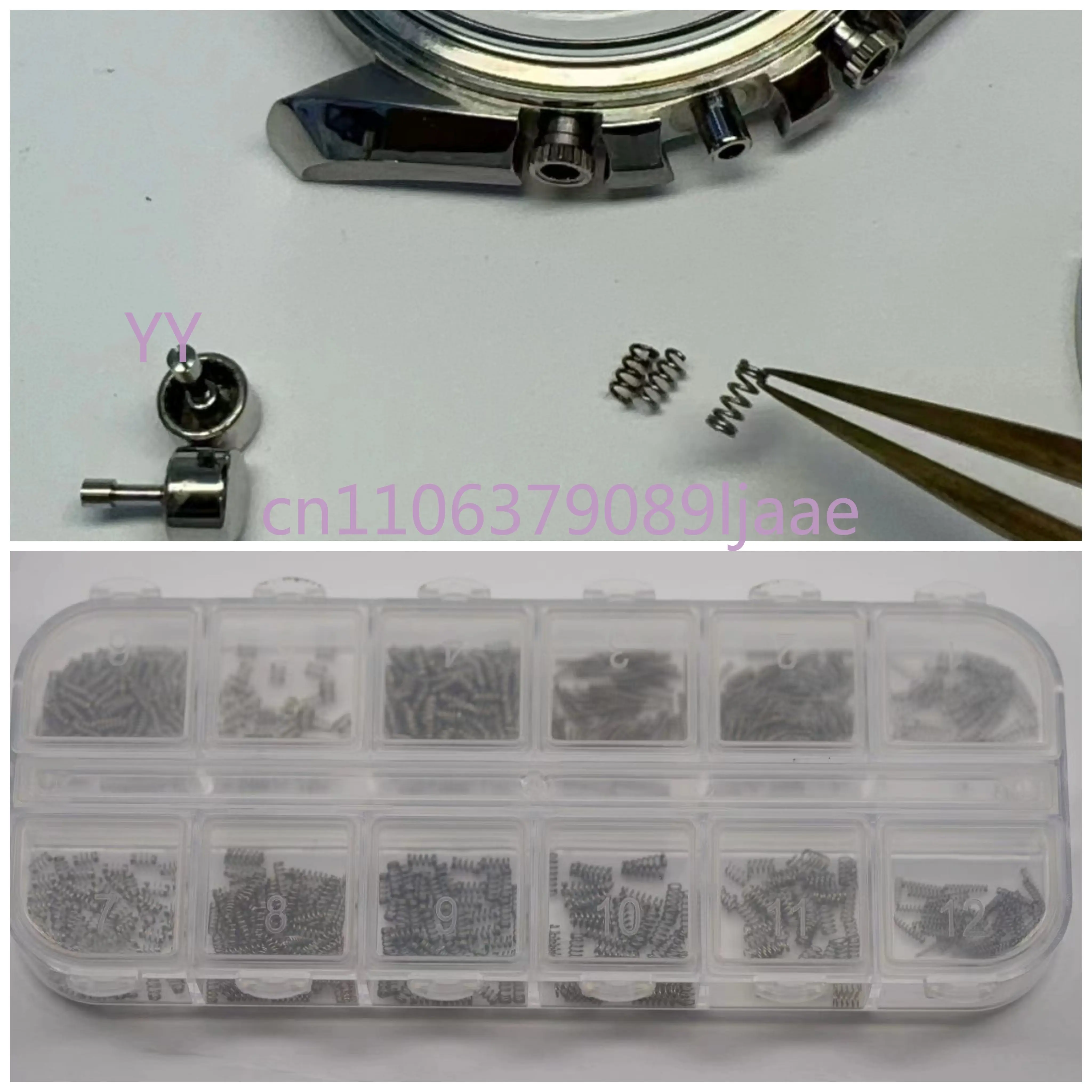 Stainless Steel Watch Spring Set 400pcs Button Spring + 100pcs Chronograph Stem Circlip