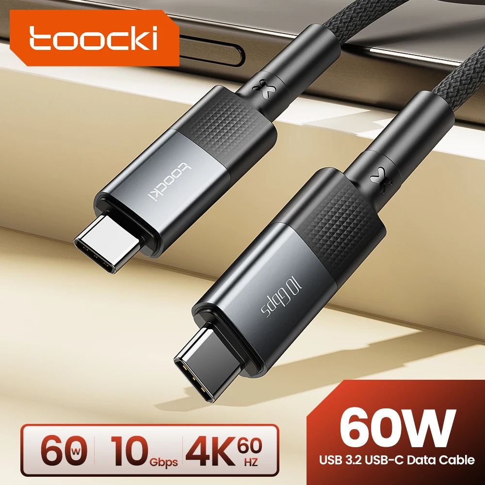 Toocki USB C auf USB C-Kabel 60 W PD 3.0 Schnellladekabel für iPhone 15 Pro Applebook Samsung S24 4K 60 Hz High Definition 10 Gbit/s