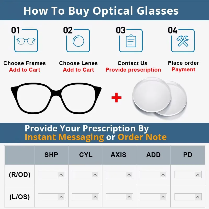 Customized Prescription Lenses Astigmatism (CYL over 2.00) Customized Prescription Lenses Glasses Extra Custom Made Fee