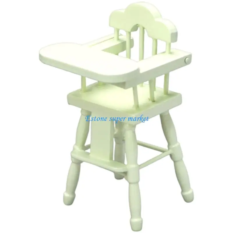

090B Miniature High Chair 1/12 Scale Dollhouses Accessory Natural Design
