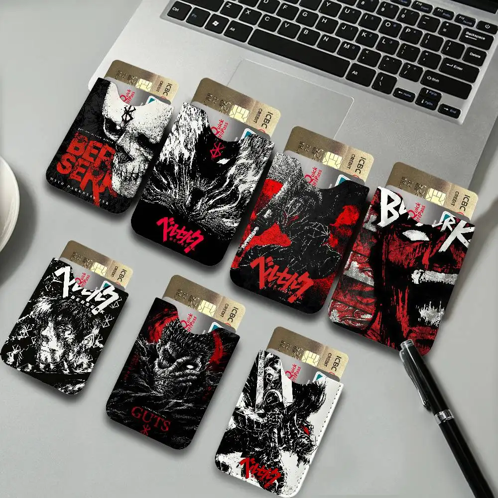 B-Berserk Guts Comic Anime Light Soft Leather Mini Card Holder, Ultra Slim Credit Card Wallet for Unisex Pocket Card Storage