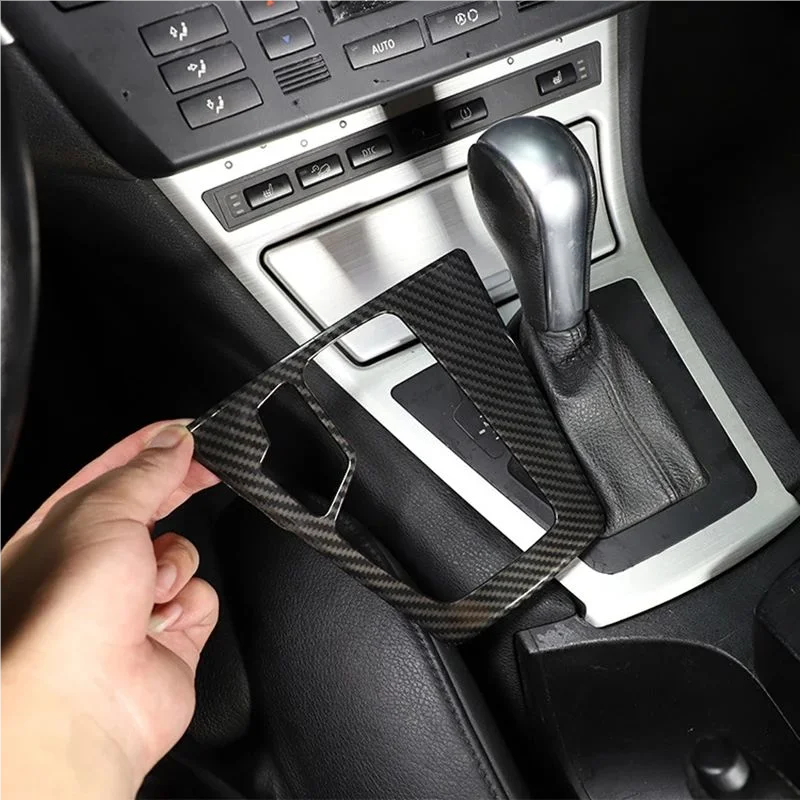 Car Styling Console Gear Shift Panel Frame Cover Stickers Trim For BMW X3 E83 2006-2010 LHD Interior Accessories Carbon Pattern