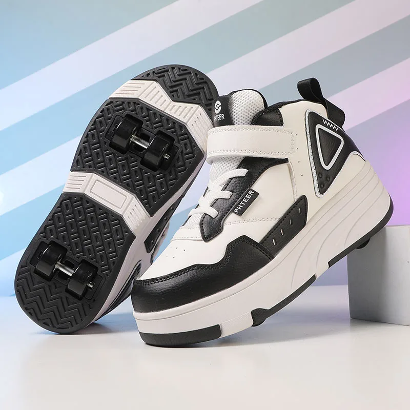 Children's Four-Wheel Transformable Speed Shoes Boys and Girls Roller Skates Kids Sneakers Child Flying Shoe