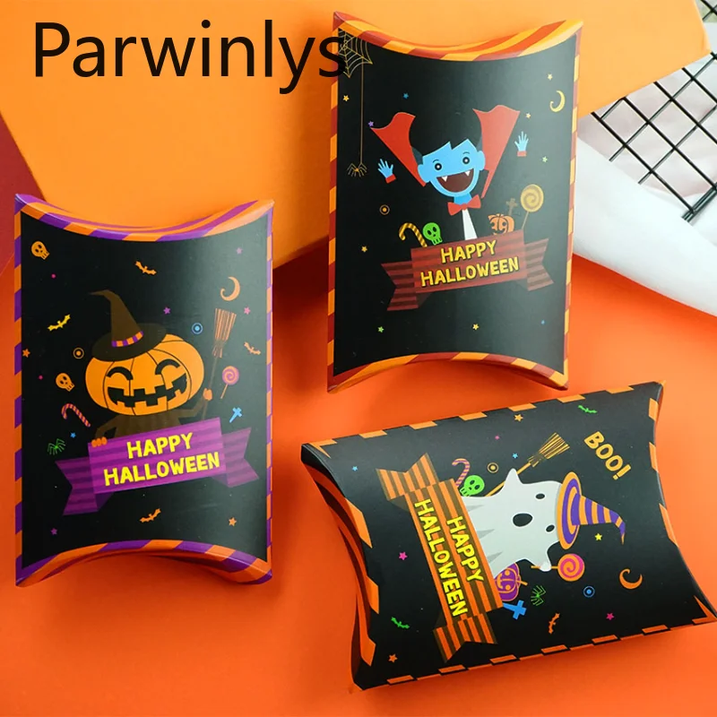 

20-170 PCS Halloween Paper Candy Bag Sweet Cookie Pillow Box Holiday Festival Party Gift Package Trick or Treat Wholesale Pastry