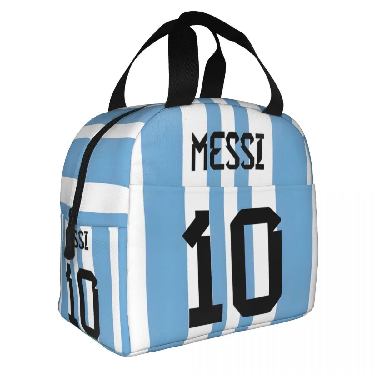 Voetbalster Messi Num 10, geïsoleerde lunchtas, lekvrij, cartoon lunchcontainer, koeltas, draagtas, lunchbox, werkpicknick, voedselzak