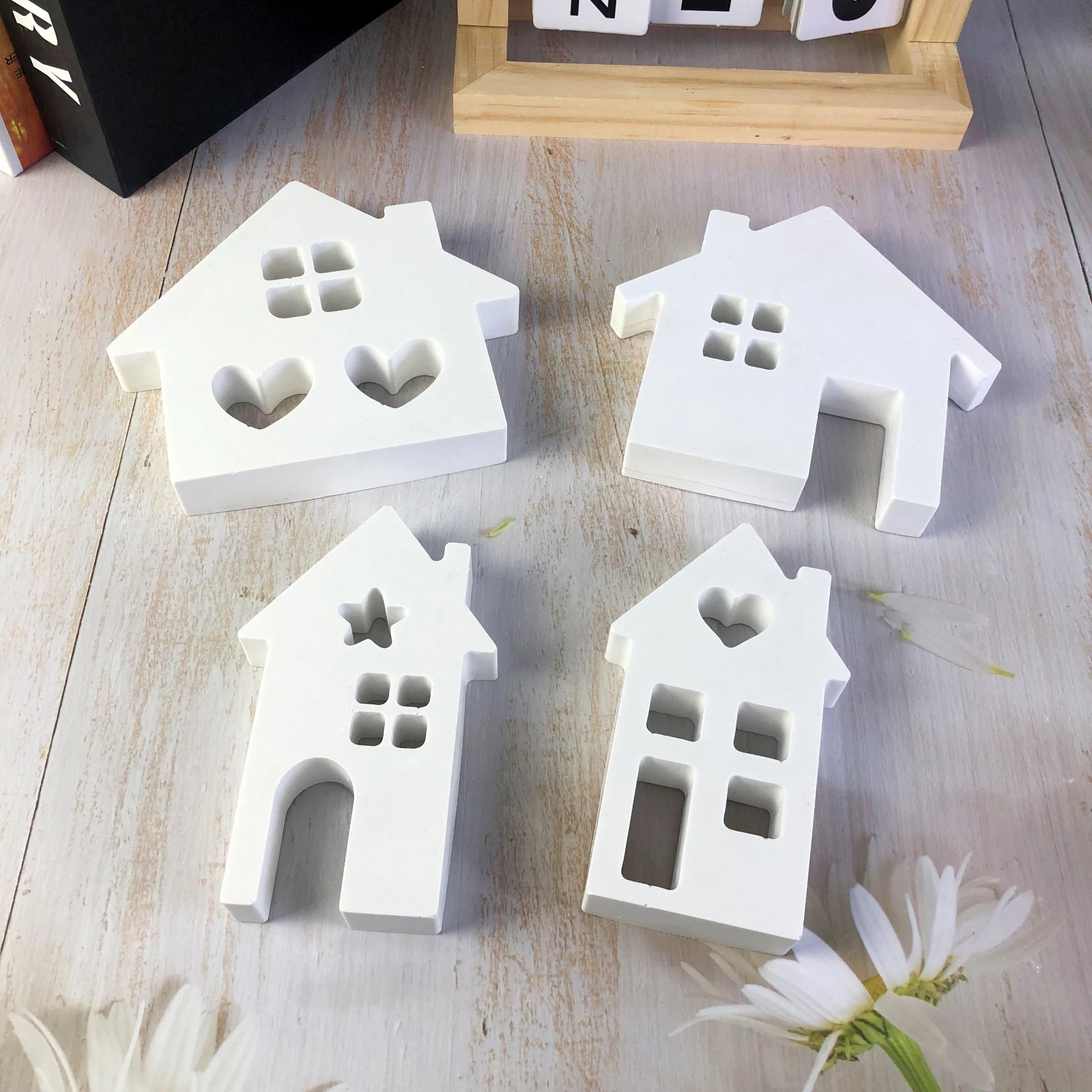 New House Silicone Molds Light Heart Houses Concrete Moulds Casting Molds Diy Houses Decoration Home Resin Mold Gypsum Mould