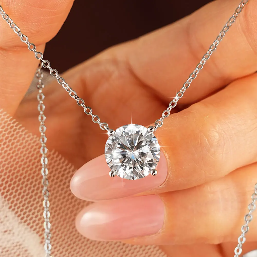 Lnkry 0,5ct-5ct Runder Schliff Moissanit Solitär-Halskette 14K Goldfilled Funkelnder Klassischer Labor-Diamant Anhänger Halsketten Schmuck – Detail 7