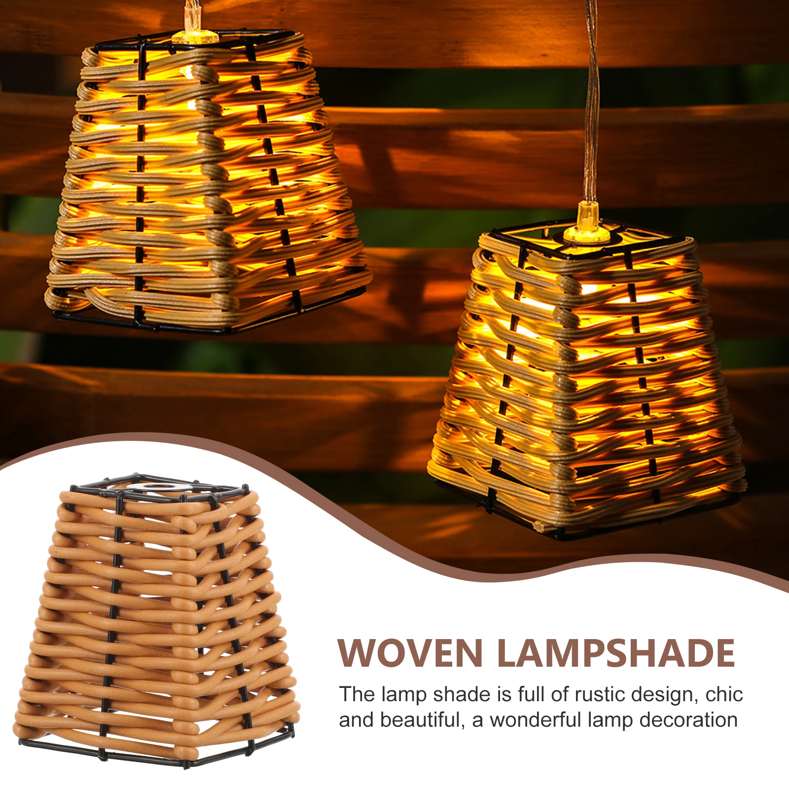 

Rustic Woven Rattan Lampshade Pendant Lamp Cover Decorative Ceiling Light Shade Replacement for Bedroom Lounge Restaurants