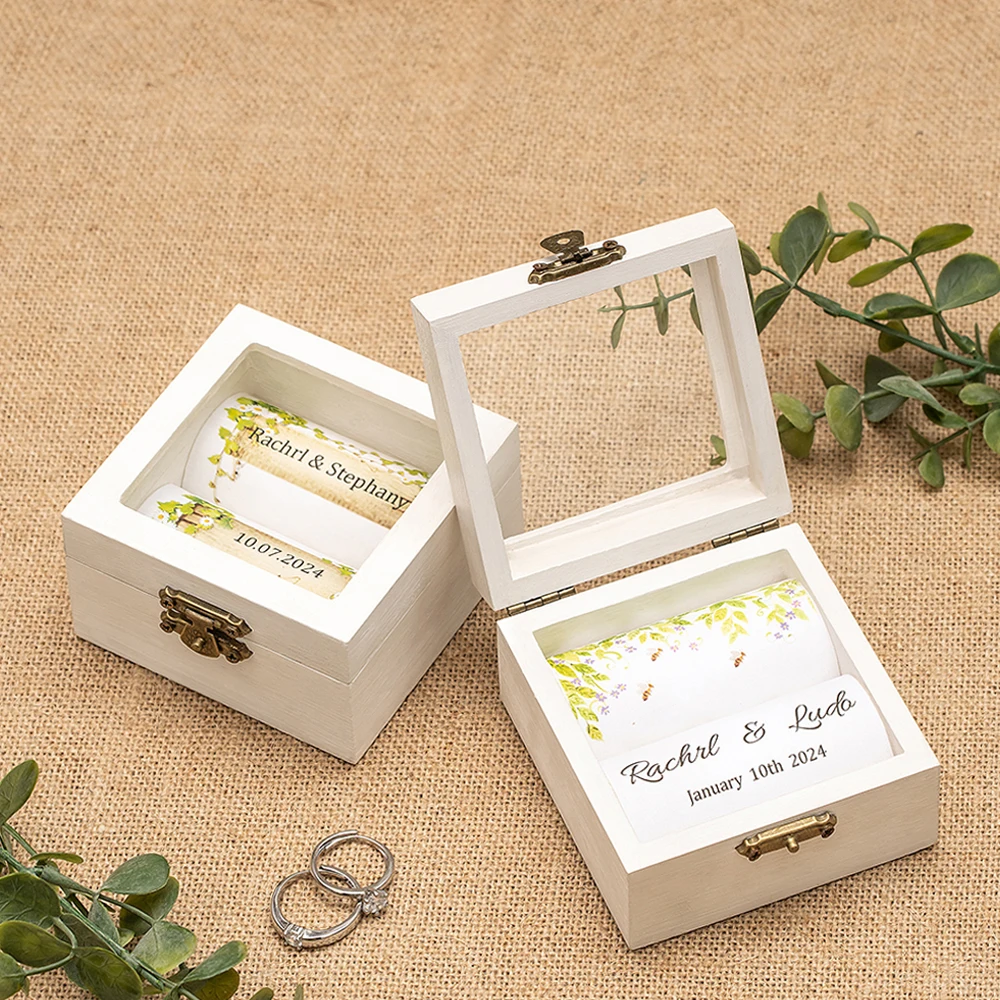 Personalized Wedding Ring Box  Wedding Favors Gift for Her Custom Wedding Ceremony Ring Box  Custom Name Ring box