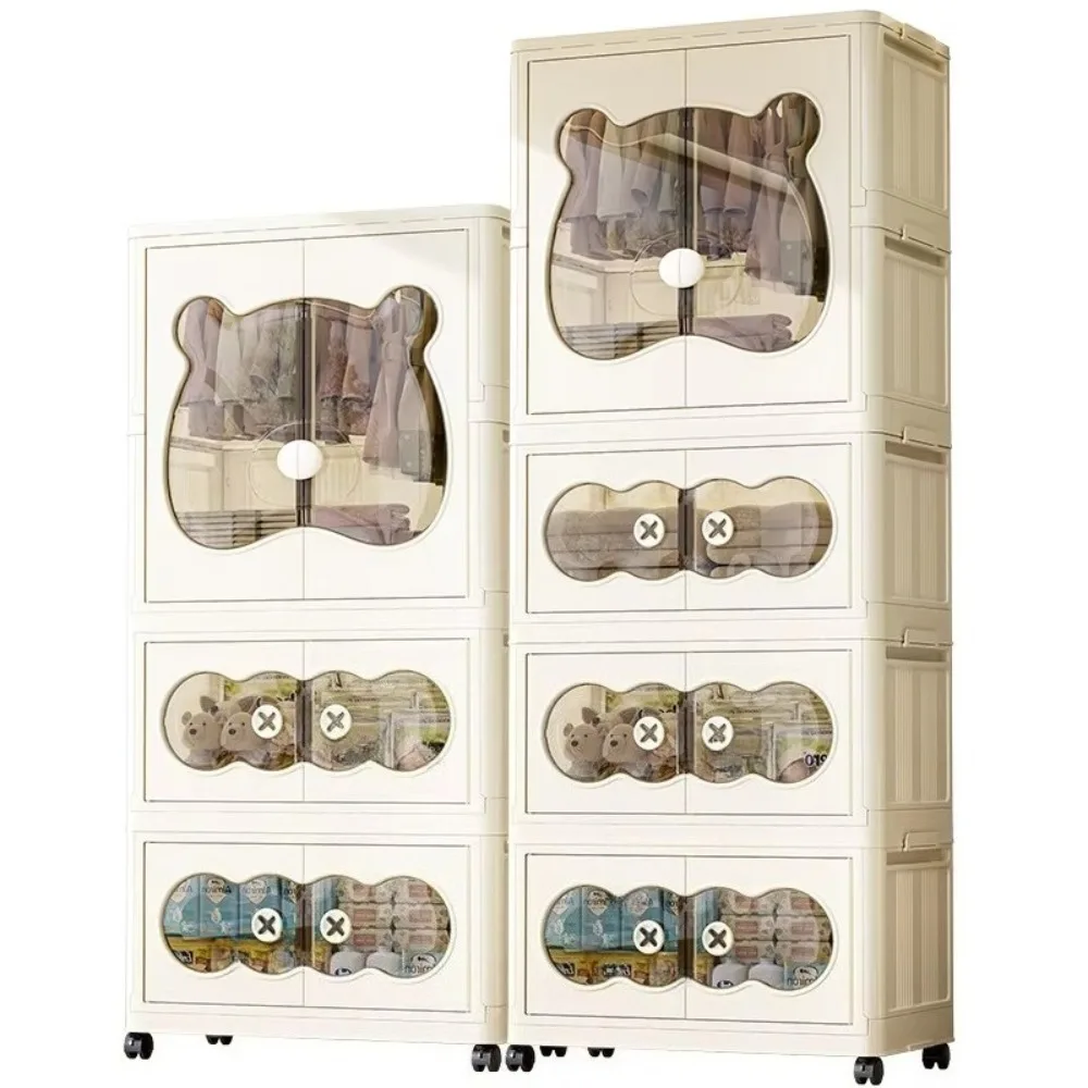 Custom home new plastic foldable space saving locker thickened odorless baby children wicker plant simple wardrobe