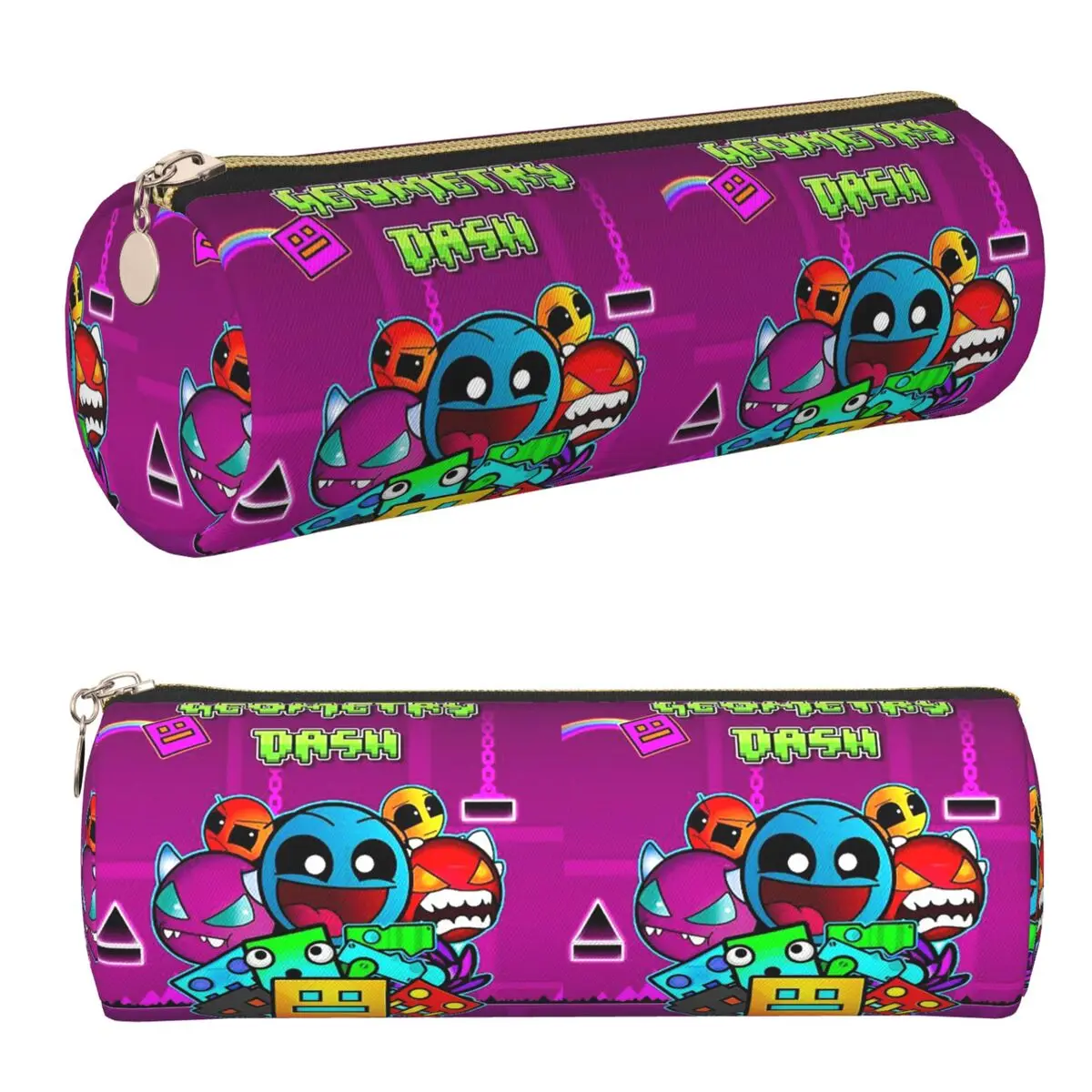 Video Game Geometry Dash Pencil Case Pen Holder Cylinder Pen Box Pencil Bag for Boys Girls Gifts