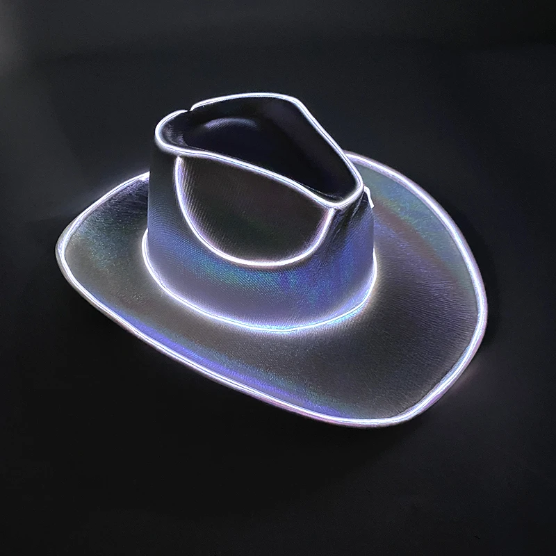 Rave Glowing Light Up Bar Cowboyhut LED leuchtende Braut Cowgirl Cap Nachtclub Junggesellenabschied Requisiten Neon Hut Festival Supplies – Detail 10