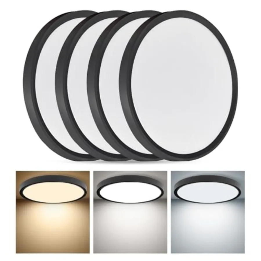 

4PK 12 Inch LED Flush Mount Ceiling Light, 24W, 2520LM, 3000K/4000K/6000K CCT Selectable, 0.9inch Super Slim LED Ceiling Light,