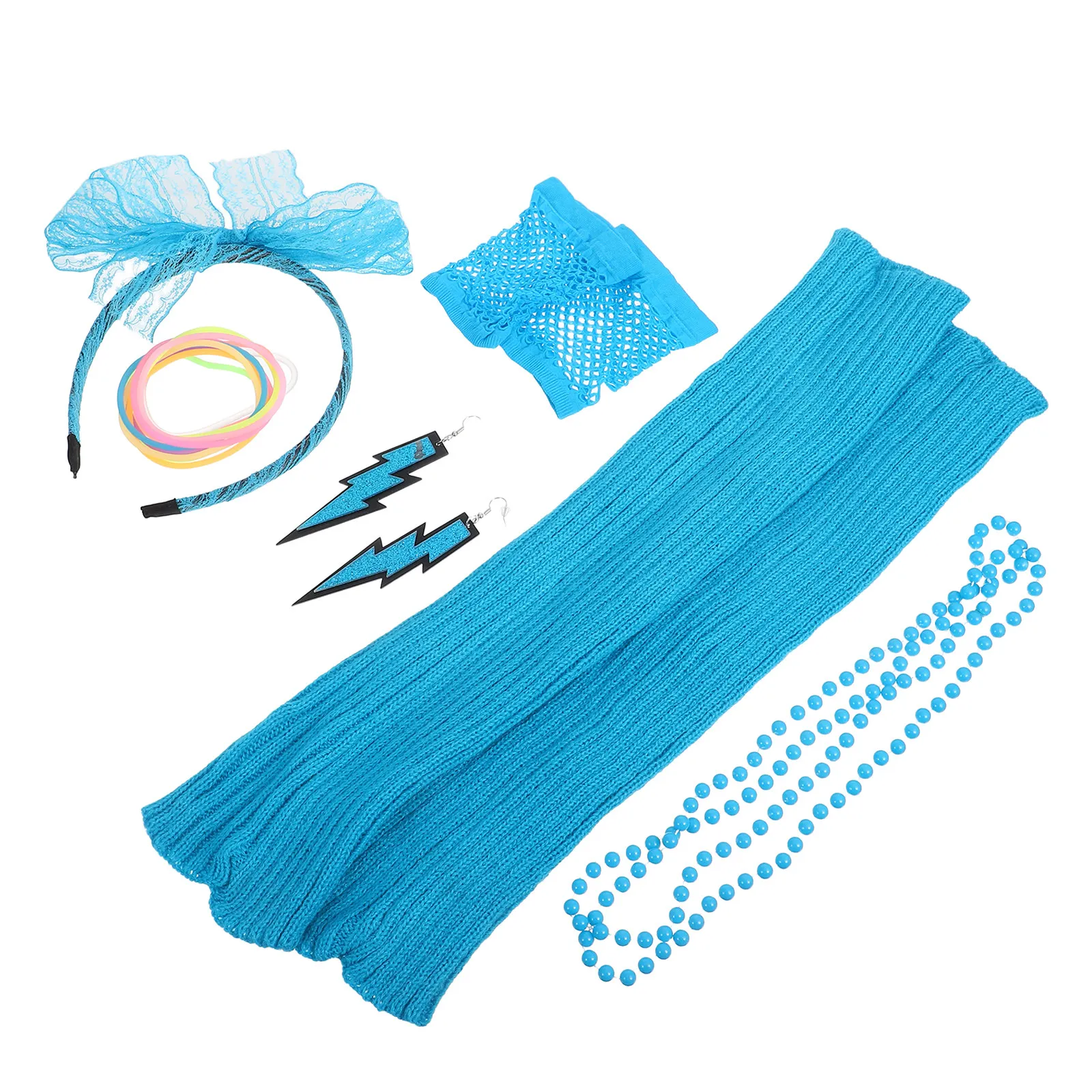 レトロパーティー衣装1セット 女性用 ネオンコスチュームアクセサリー 80年代テーマ ドレスアップセット ヴィンテージディスコレイブギア 80年代パーティー ジュエリー