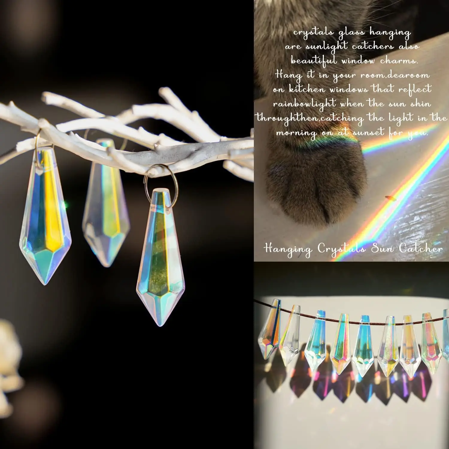 5pcs 38mm Crystal Icicle Prisms Glass Pendants Drops for Suncatcher Maker Chandelier DIY Jewelry Making Lampwork