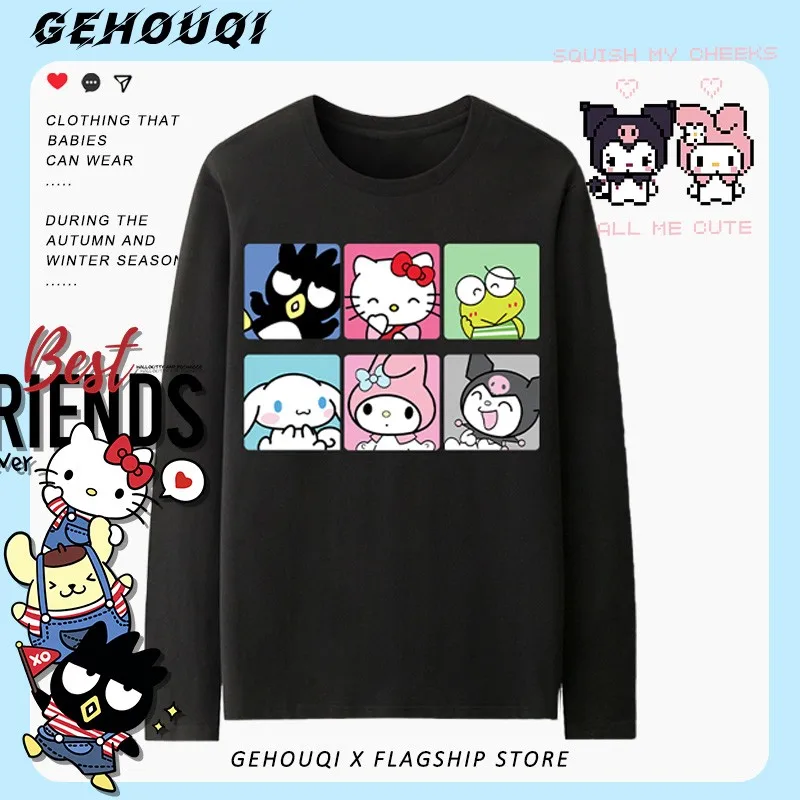 

2024 Autumn New Sanrio Co-branded Long-sleeved T-shirt Women Kulomi Melody Laurel Dog Children's Clothes