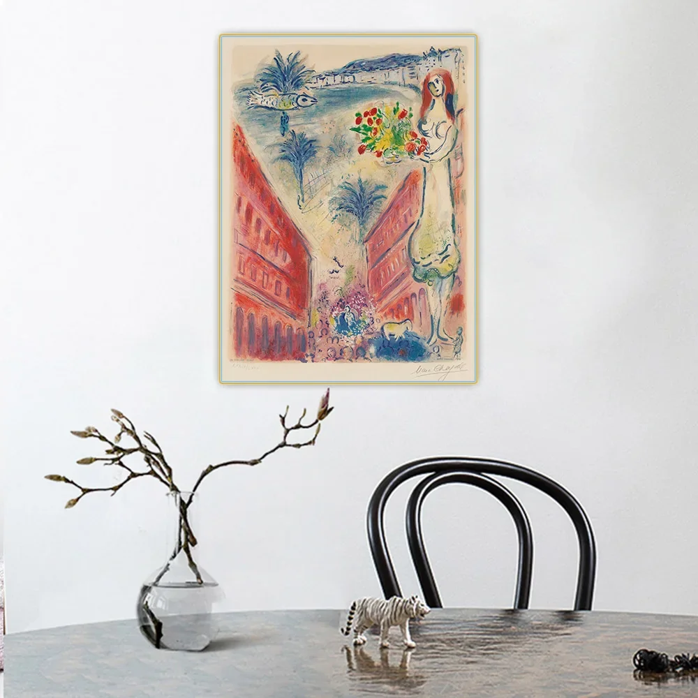 Citon Marc Chagall《Avenue De La Victoire At Nice》Canvas Art Oil Painting Artwork Picture Wall Background Decor Home Decoration