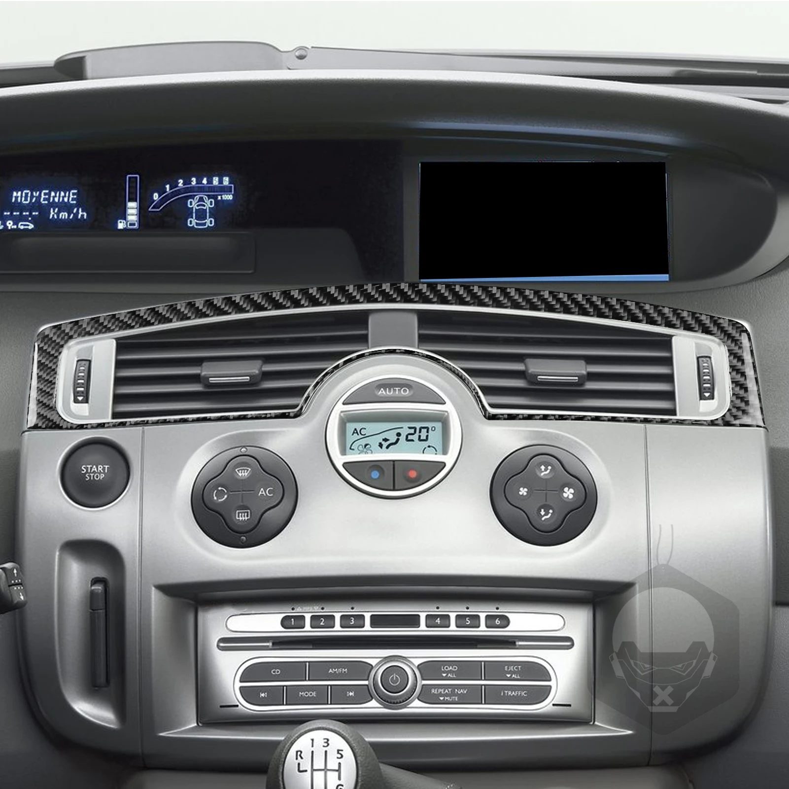 For Renault Scenic 2003-2009 Carbon Fiber Central air conditioning vent panel Cover Car Accessories Interior Decorative Stickers