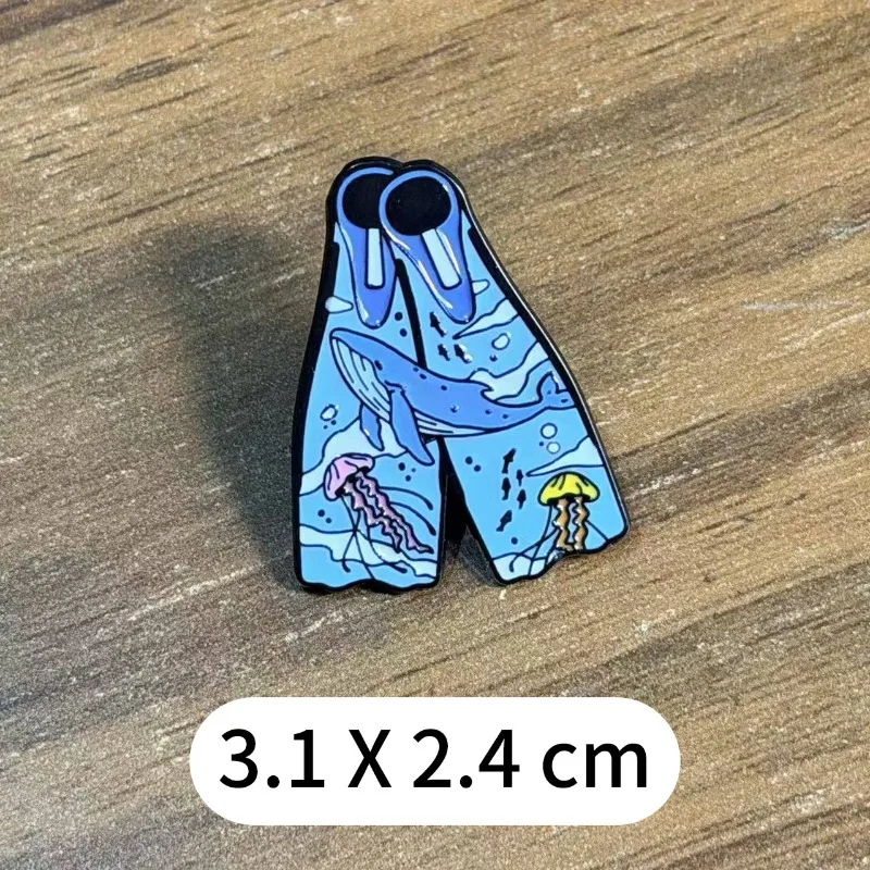 Cartoon Scuba Diving Pin Badge for Sports Fans Backpack Clothes Shoes Scarf Tshirt Jeans Decoration DIY Gift