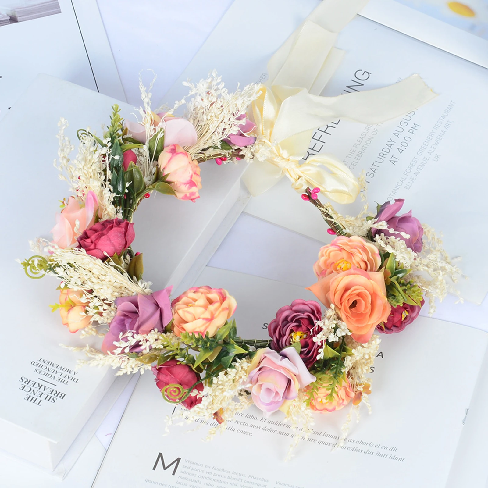 Hawaii Style Colorful Flower Hairband Skin-friendly Artificial Flower Garland Headdress for Valentine's Day Christmas Gift