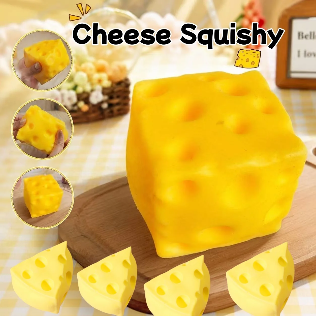Cheese Cube Triangle Mochi Squid Toy Soft Slow Rebound Fidget Sensory Anti Anxiety And Stress Relief Toy Christmas Novelty Gift