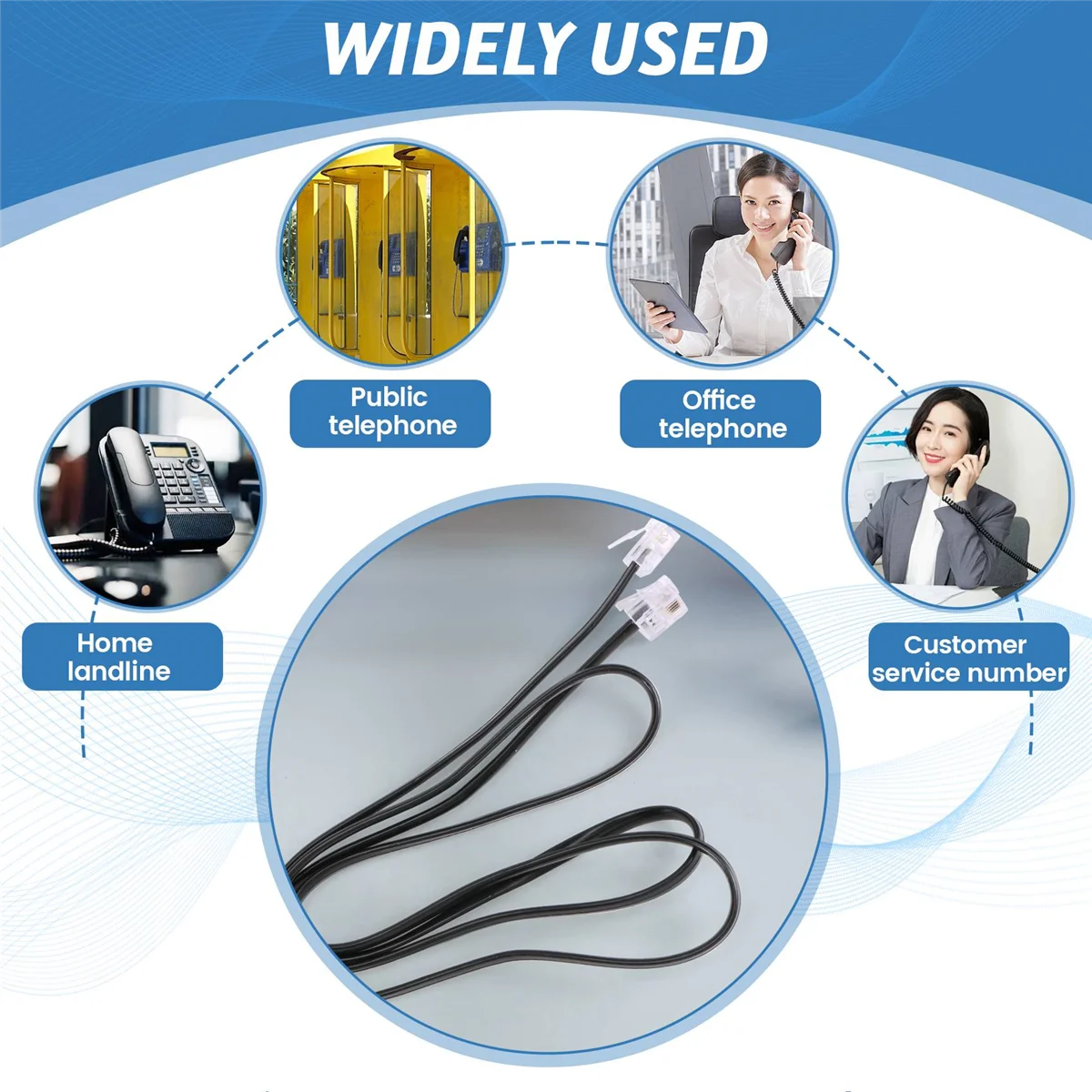 RJ11 6P4C Telephone Cable Cord ADSL Modem 1 Meters DY