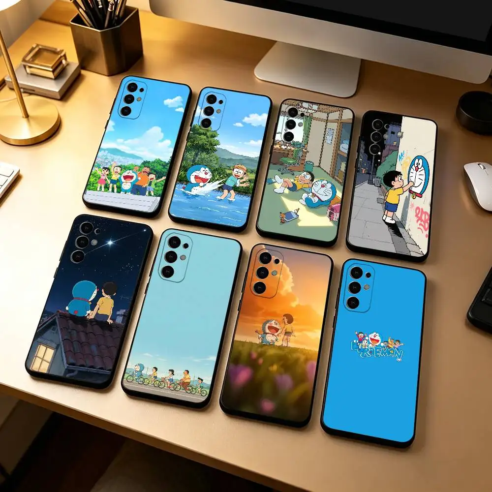 Cute Cartoon Z-Doraemon Shockproof  Phone Case For Samsung S25,S24,S21,S22,S23,S30,Ultra,S20,Plus,Fe,Soft Silicone Black Cover