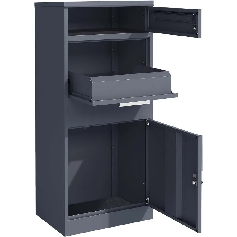 Waterproof Galvanized Metal European Style Black Durable Outdoor Apartment Versatile Parcel Mailbox Drop Box Wall Mounted for