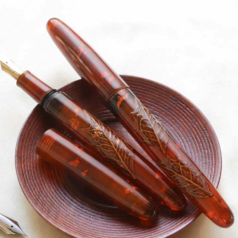YIHAN Japanese WANCHER Pen JOWO M 0.7mm Nib Dreamy Transparent Resin Ivy Light Luxury Extra Large Pen King Ink Pen Stationery