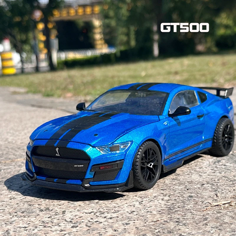 1:18 Ford Mustang Shelby GT500 Alloy Car Diecasts & Toy Vehicles Car Model Sound and light Pull back Car Toys For Kids Gifts