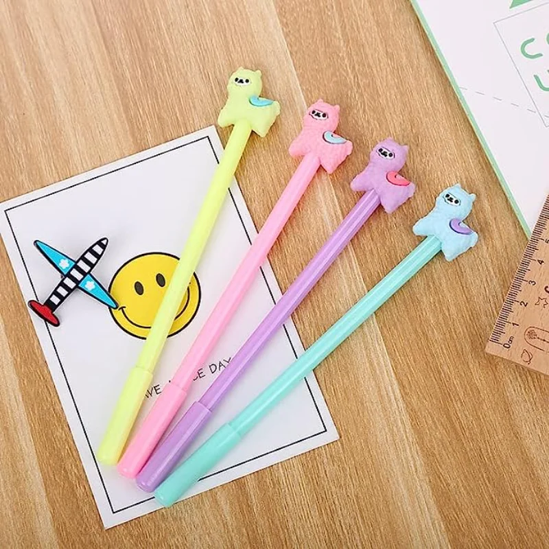 1 Pcs Black Gel Ink Rollerball Pens Cartoon Kawaii Alpaca Fine Point Pen School Student School Supplies