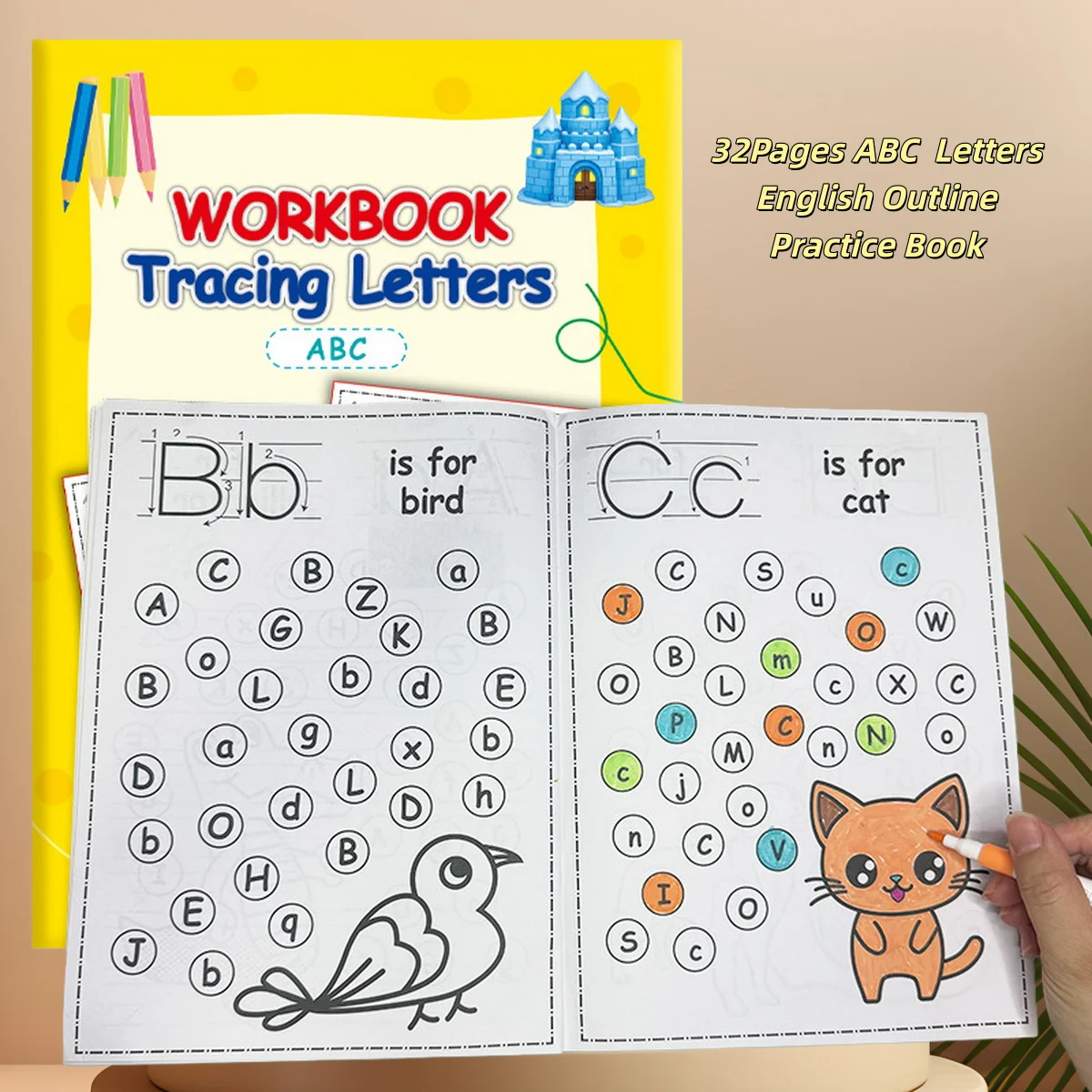 32Pages ABC Capital and Lowercase Letters English Tracing Letters Workbook - Control Pen Training - Handwriting Practice Book